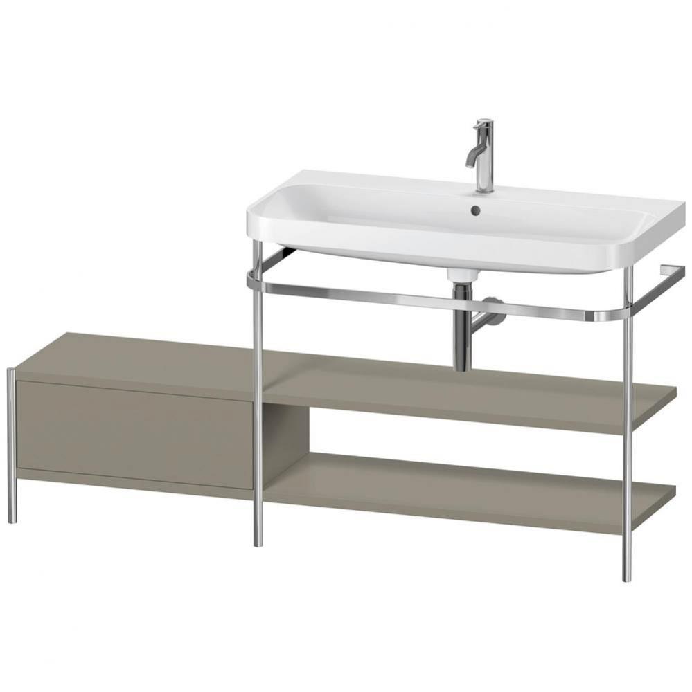 Happy D.2 Plus C-Shaped Vanity Kit with Sink and Metal Console Stone Gray