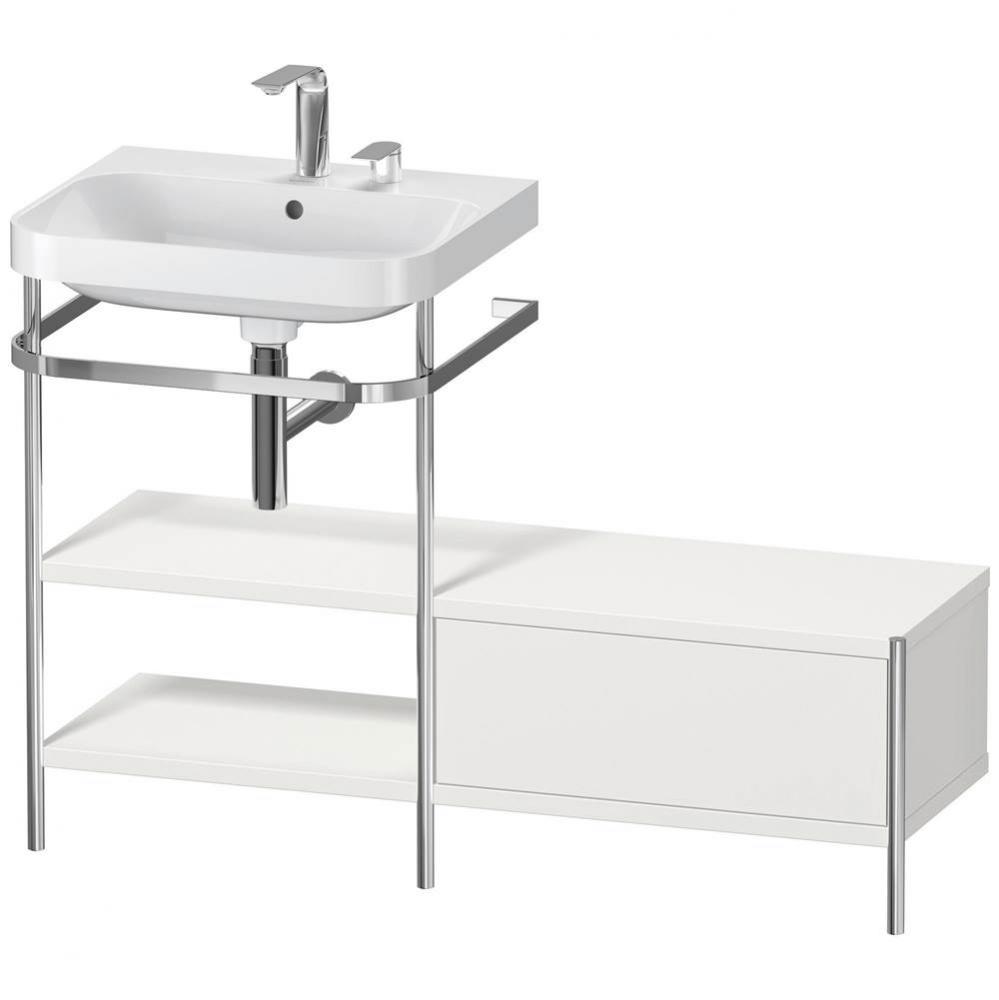 Happy D.2 Plus C-Shaped Vanity Kit with Sink and Metal Console Nordic White