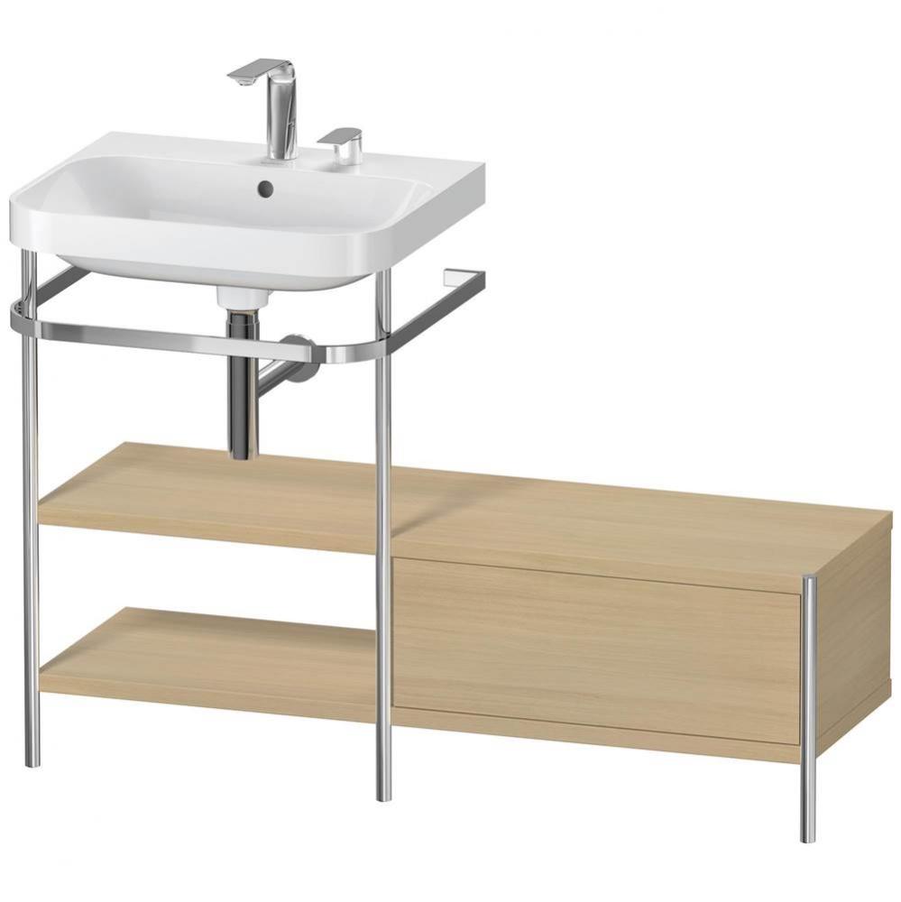 Happy D.2 Plus C-Shaped Vanity Kit with Sink and Metal Console Mediterranean Oak