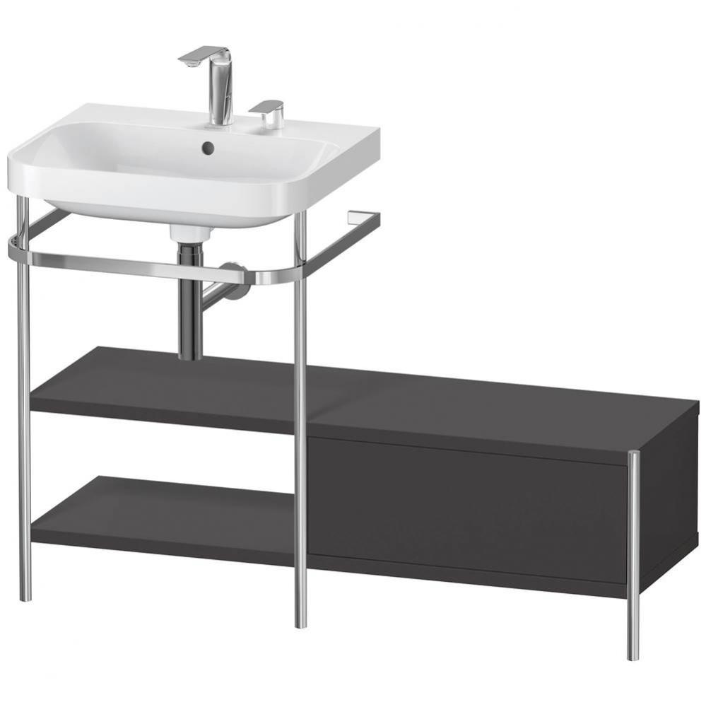 Happy D.2 Plus C-Shaped Vanity Kit with Sink and Metal Console Graphite