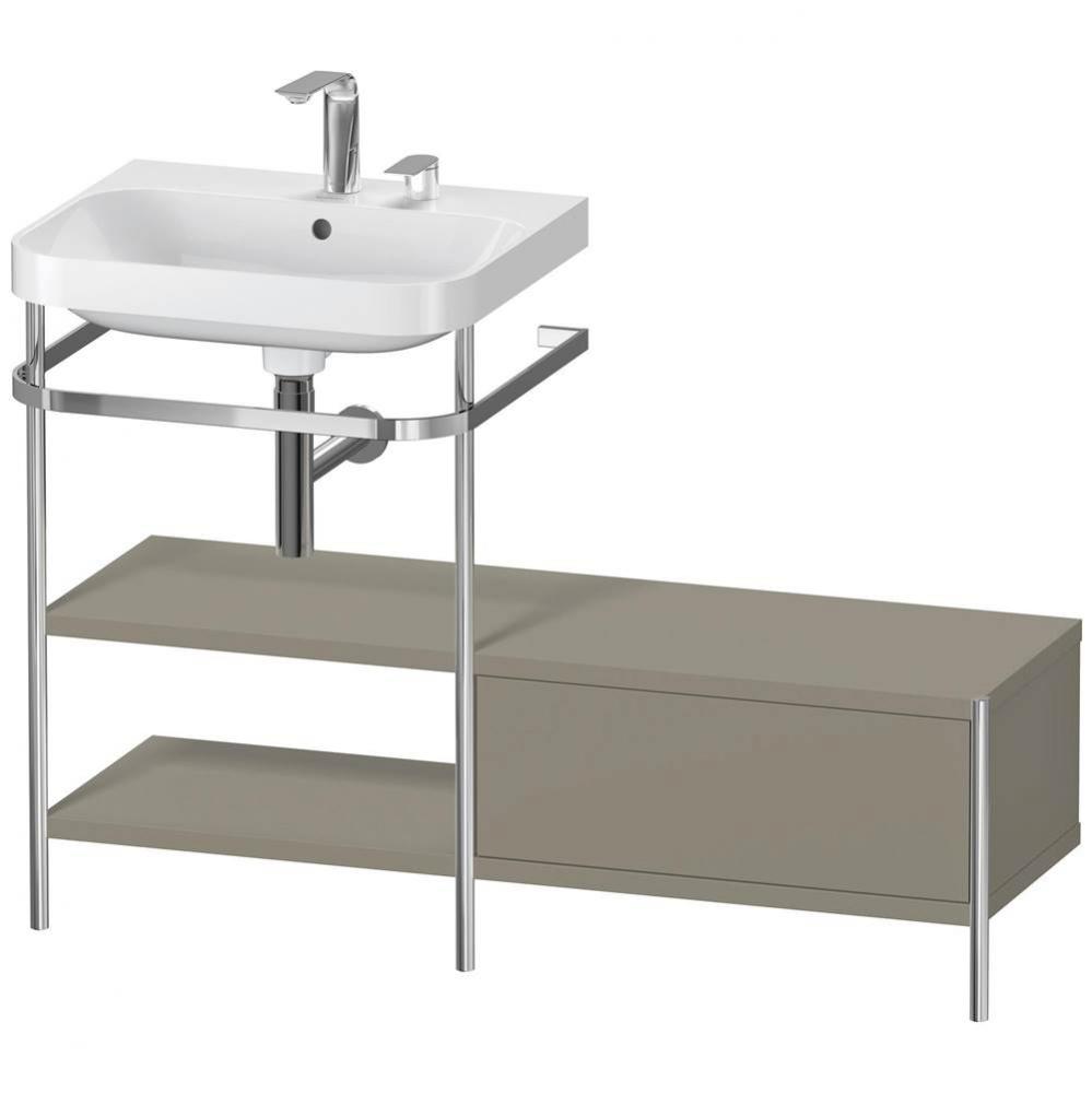 Happy D.2 Plus C-Shaped Vanity Kit with Sink and Metal Console Stone Gray