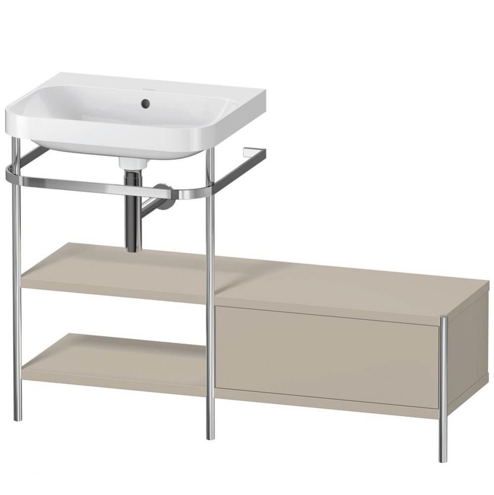 Happy D.2 Plus C-Shaped Vanity Kit with Sink and Metal Console Taupe