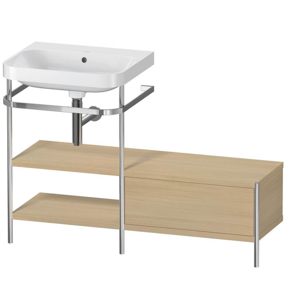 Happy D.2 Plus C-Shaped Vanity Kit with Sink and Metal Console Mediterranean Oak