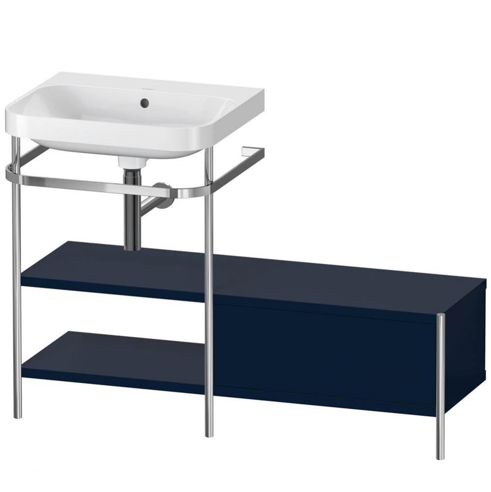 Happy D.2 Plus C-Shaped Vanity Kit with Sink and Metal Console Midnight Blue