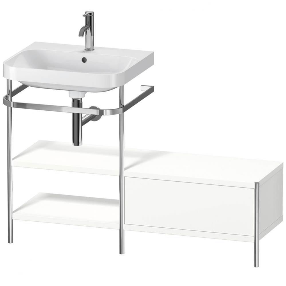 Happy D.2 Plus C-Shaped Vanity Kit with Sink and Metal Console White