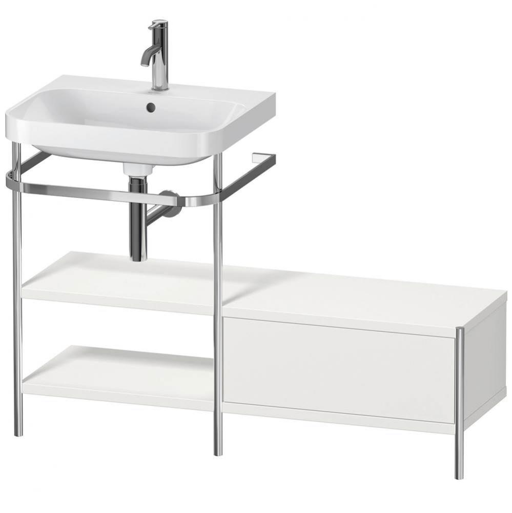 Happy D.2 Plus C-Shaped Vanity Kit with Sink and Metal Console Nordic White