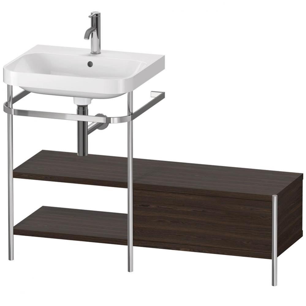 Happy D.2 Plus C-Shaped Vanity Kit with Sink and Metal Console Walnut Brushed