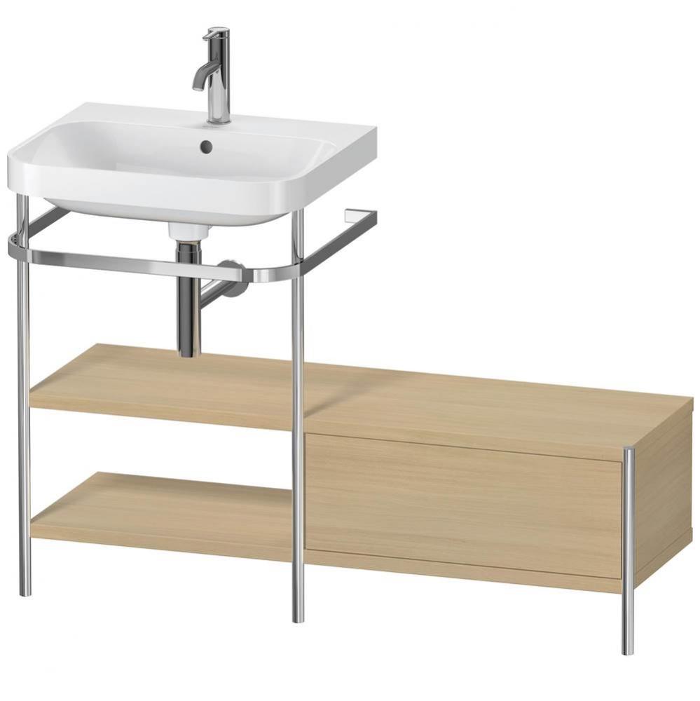 Happy D.2 Plus C-Shaped Vanity Kit with Sink and Metal Console Mediterranean Oak