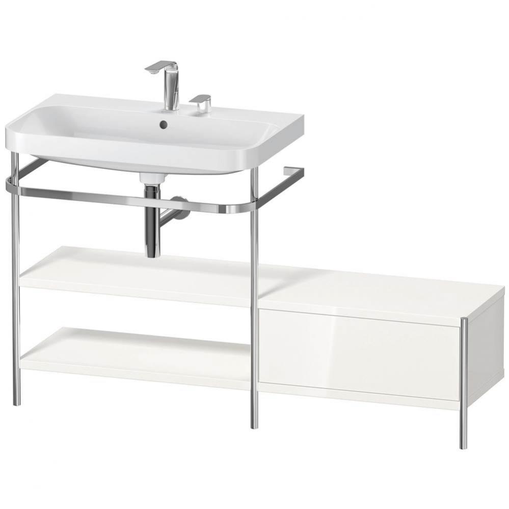 Happy D.2 Plus C-Shaped Vanity Kit with Sink and Metal Console White