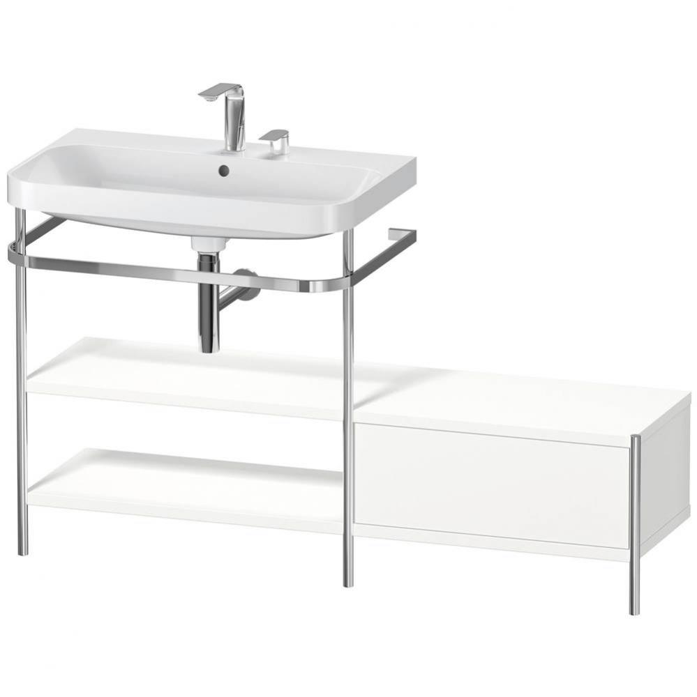 Happy D.2 Plus C-Shaped Vanity Kit with Sink and Metal Console White