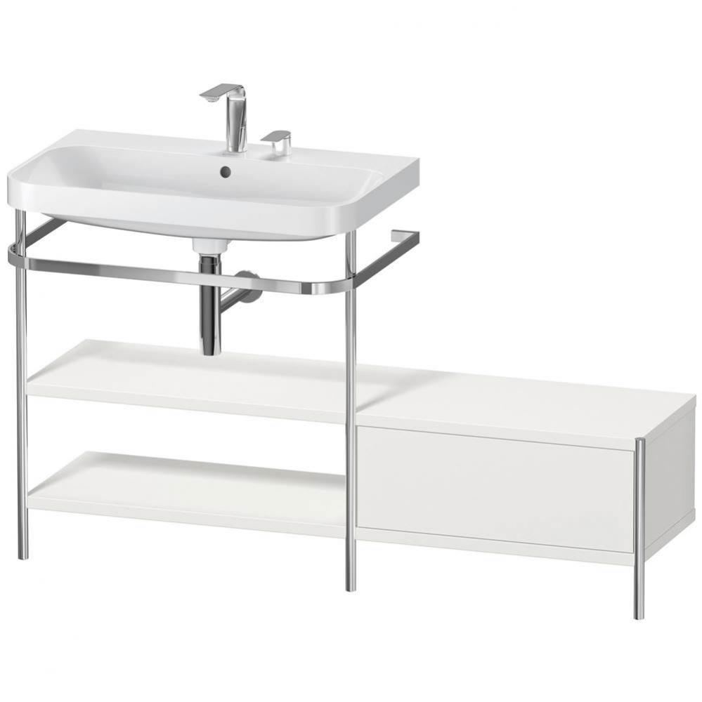 Happy D.2 Plus C-Shaped Vanity Kit with Sink and Metal Console Nordic White