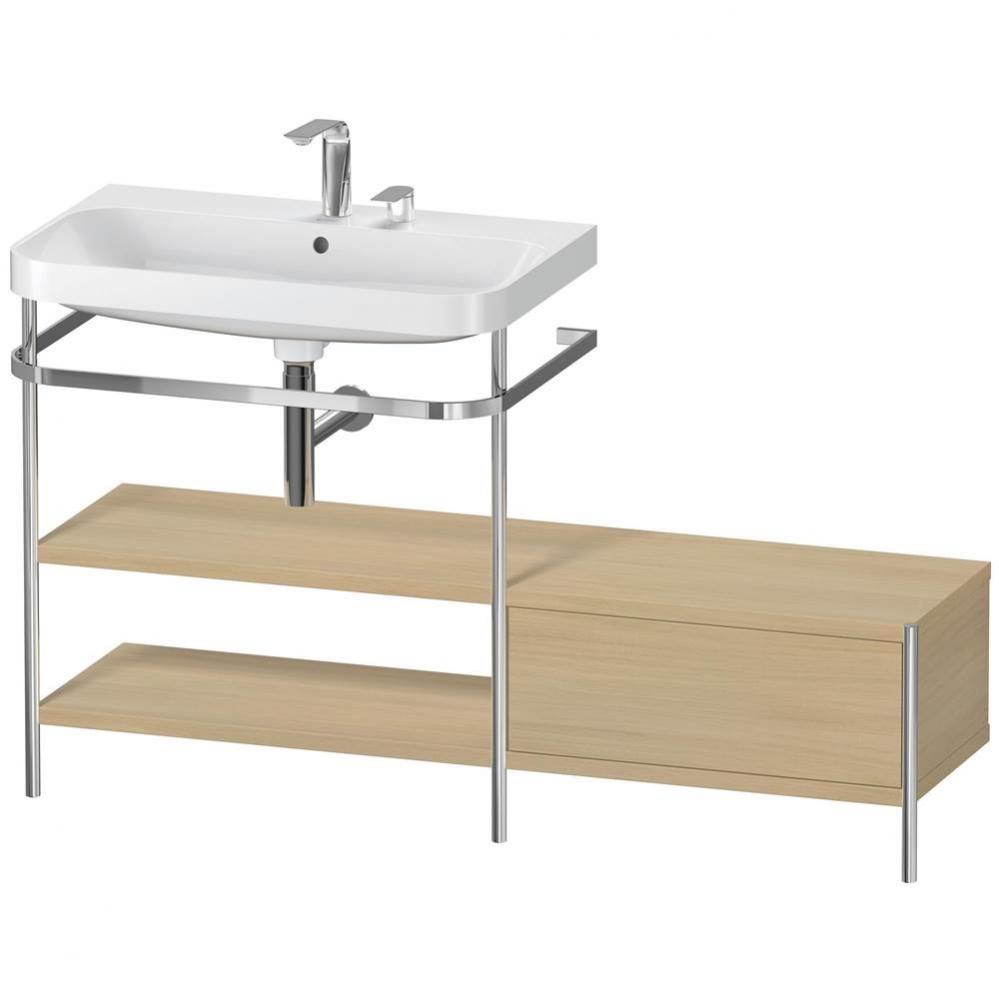 Happy D.2 Plus C-Shaped Vanity Kit with Sink and Metal Console Mediterranean Oak