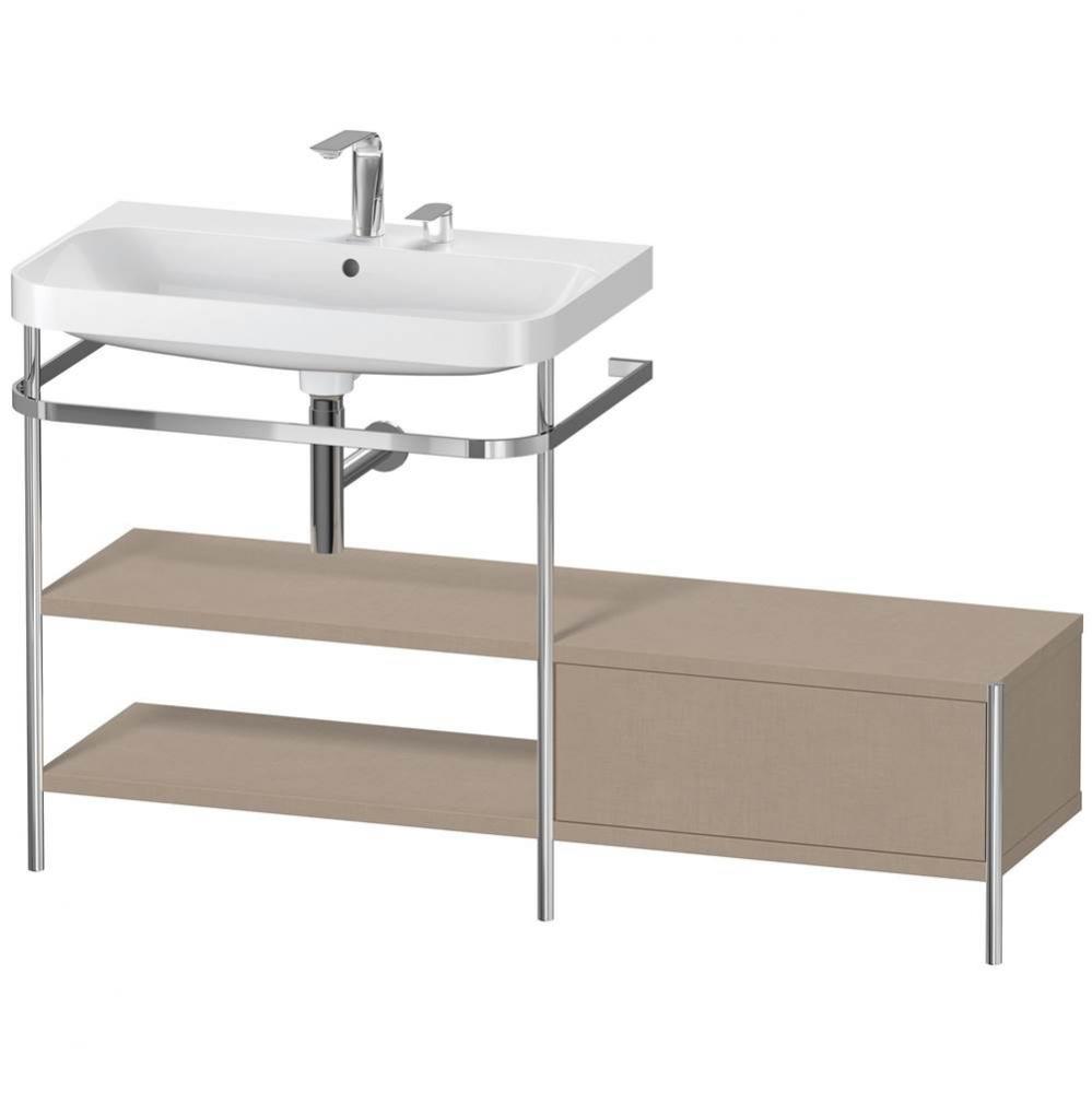 Happy D.2 Plus C-Shaped Vanity Kit with Sink and Metal Console Linen