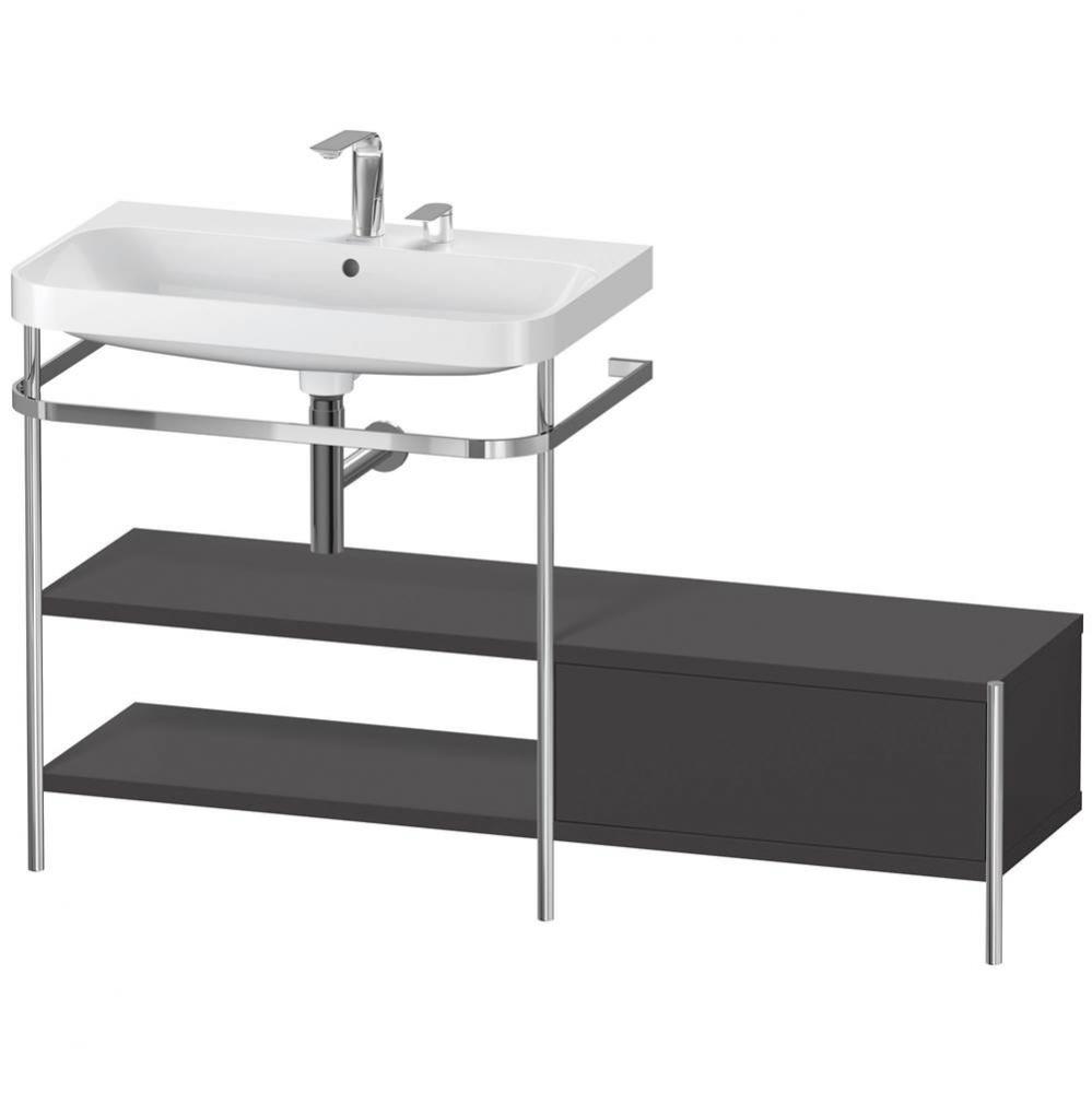 Happy D.2 Plus C-Shaped Vanity Kit with Sink and Metal Console Graphite