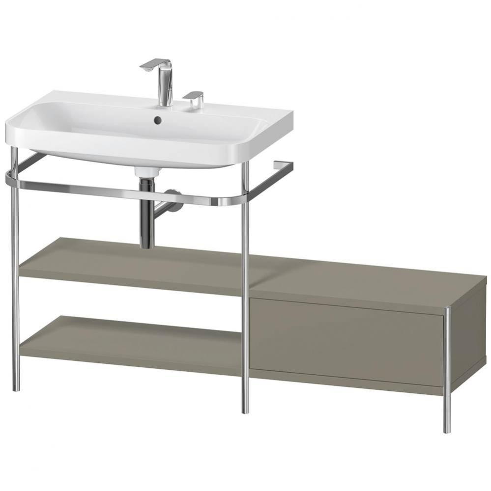 Happy D.2 Plus C-Shaped Vanity Kit with Sink and Metal Console Stone Gray