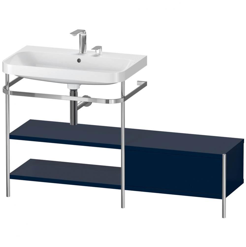 Happy D.2 Plus C-Shaped Vanity Kit with Sink and Metal Console Midnight Blue