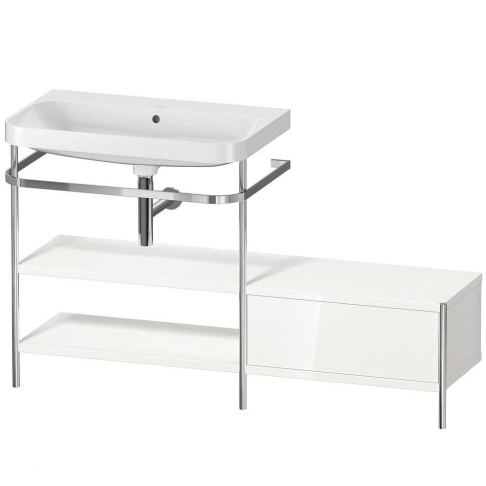 Happy D.2 Plus C-Shaped Vanity Kit with Sink and Metal Console White