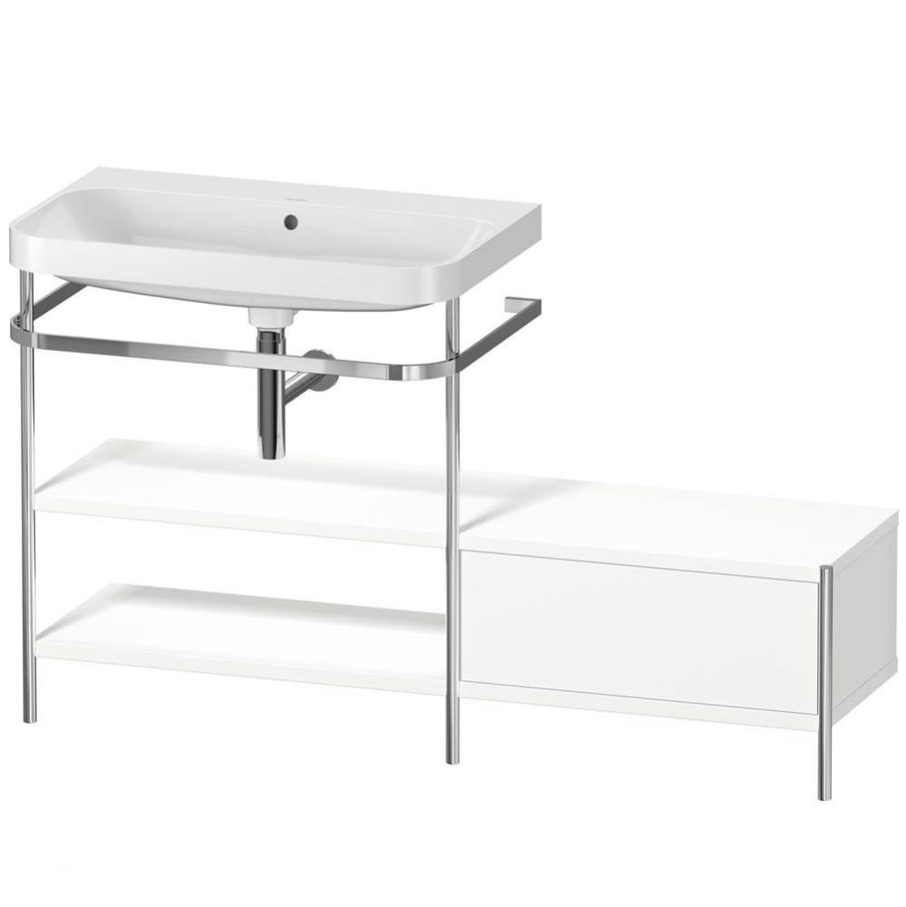 Happy D.2 Plus C-Shaped Vanity Kit with Sink and Metal Console White