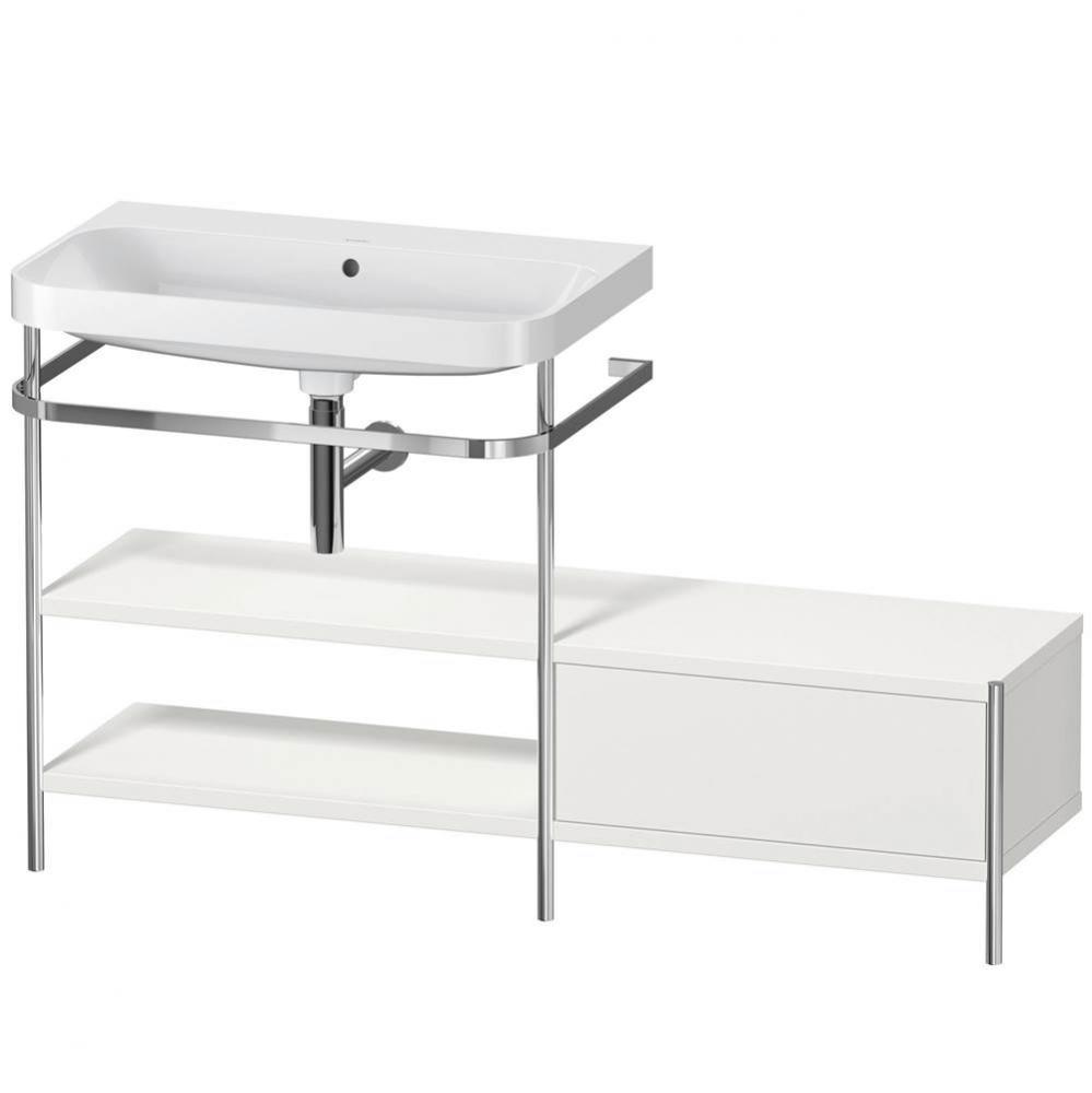 Happy D.2 Plus C-Shaped Vanity Kit with Sink and Metal Console Nordic White