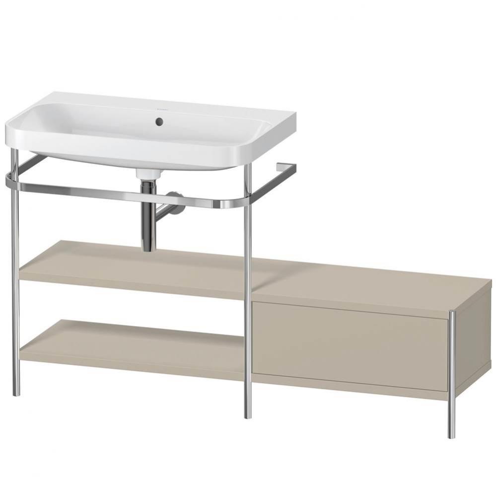 Happy D.2 Plus C-Shaped Vanity Kit with Sink and Metal Console Taupe