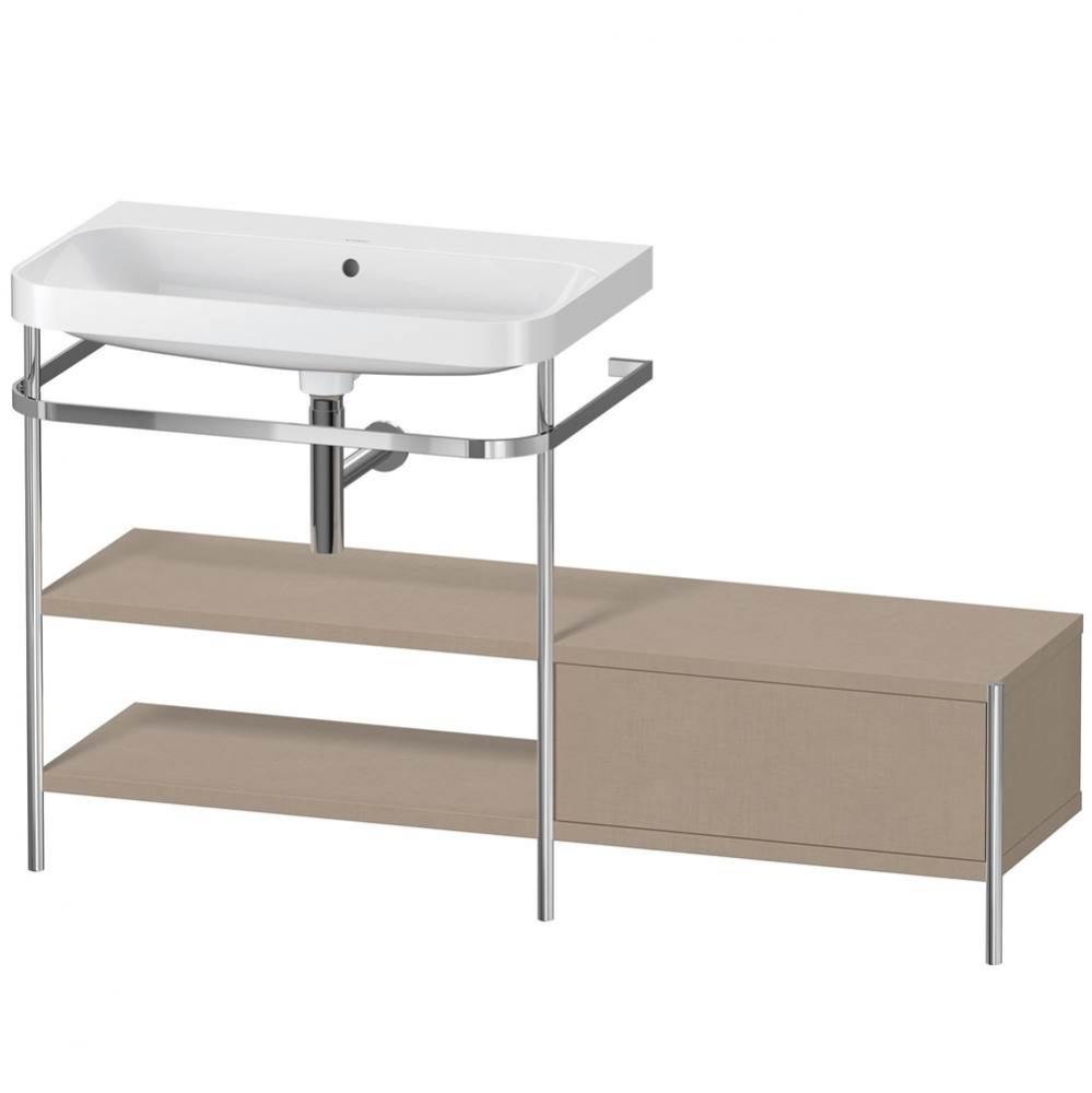 Happy D.2 Plus C-Shaped Vanity Kit with Sink and Metal Console Linen