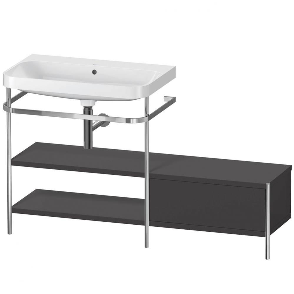 Happy D.2 Plus C-Shaped Vanity Kit with Sink and Metal Console Graphite