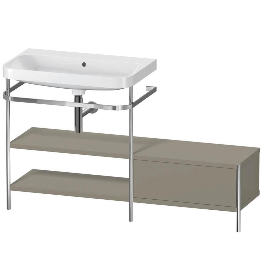 Happy D.2 Plus C-Shaped Vanity Kit with Sink and Metal Console Stone Gray