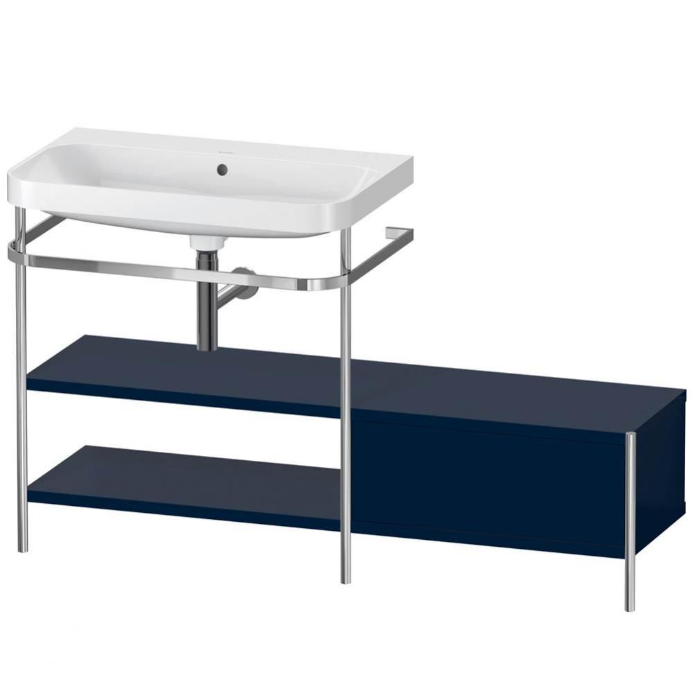 Happy D.2 Plus C-Shaped Vanity Kit with Sink and Metal Console Midnight Blue