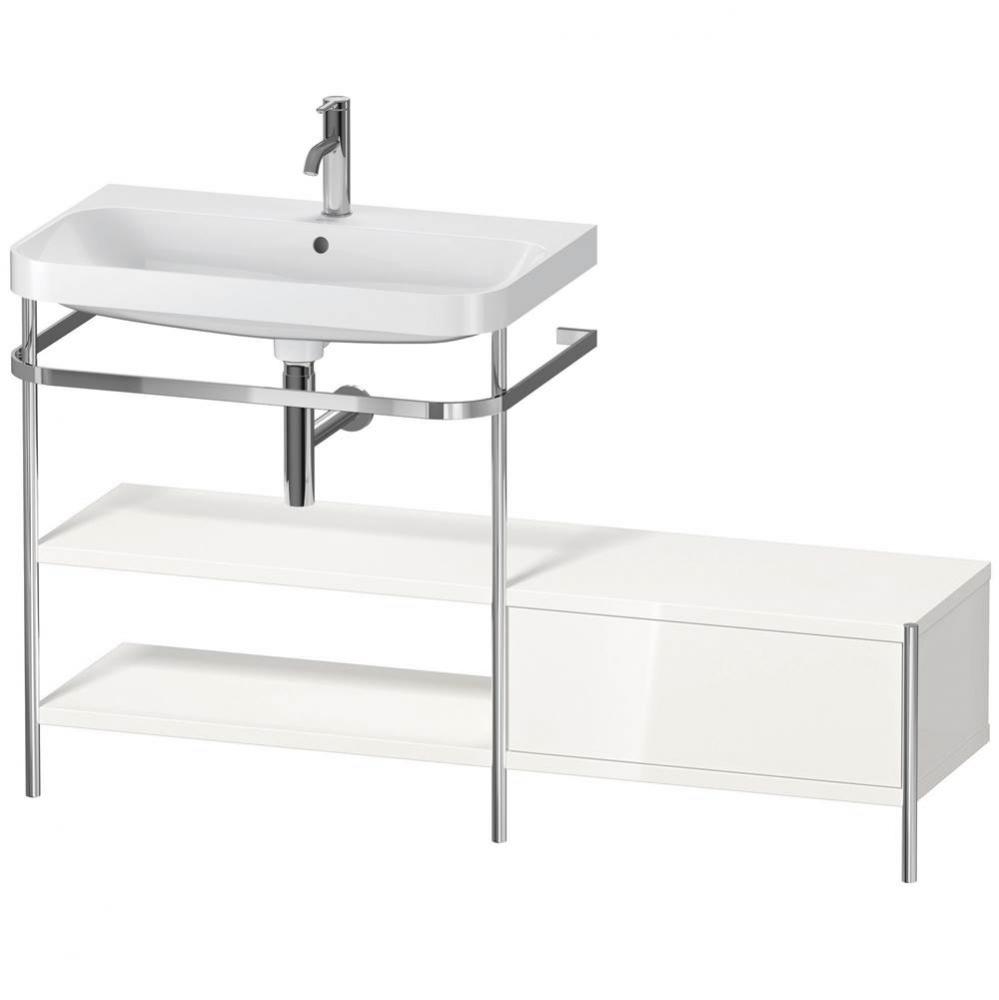 Happy D.2 Plus C-Shaped Vanity Kit with Sink and Metal Console White