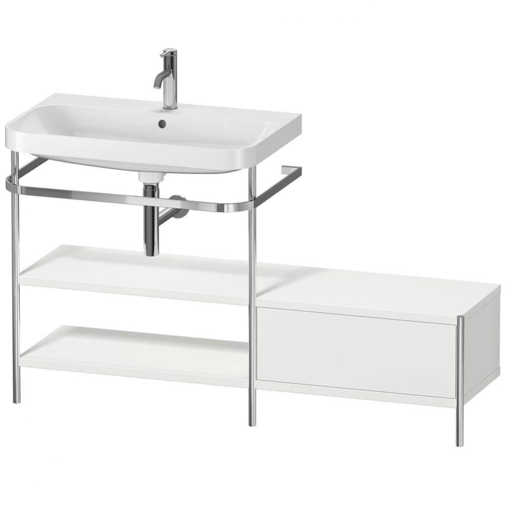 Happy D.2 Plus C-Shaped Vanity Kit with Sink and Metal Console Nordic White