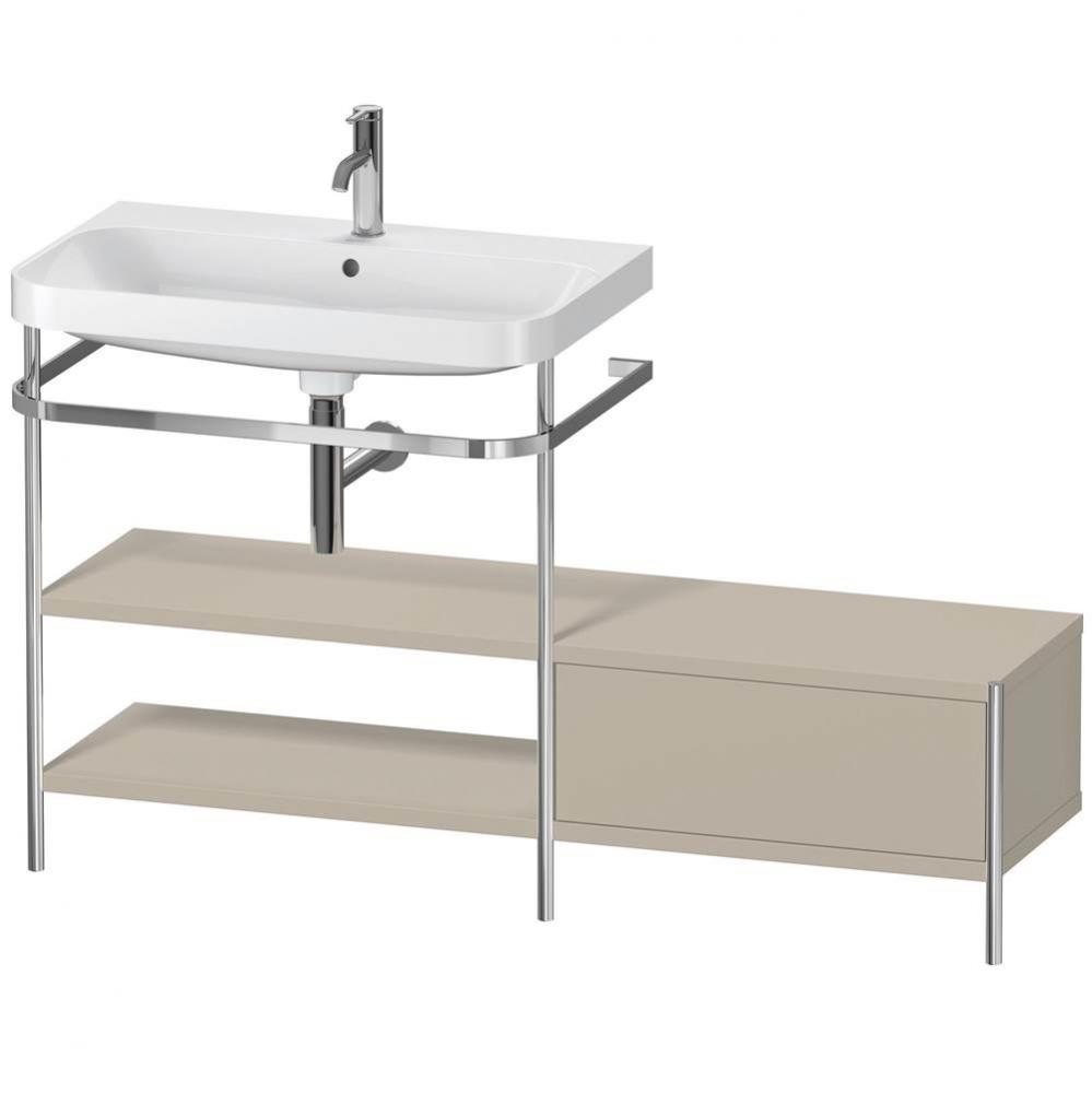 Happy D.2 Plus C-Shaped Vanity Kit with Sink and Metal Console Taupe