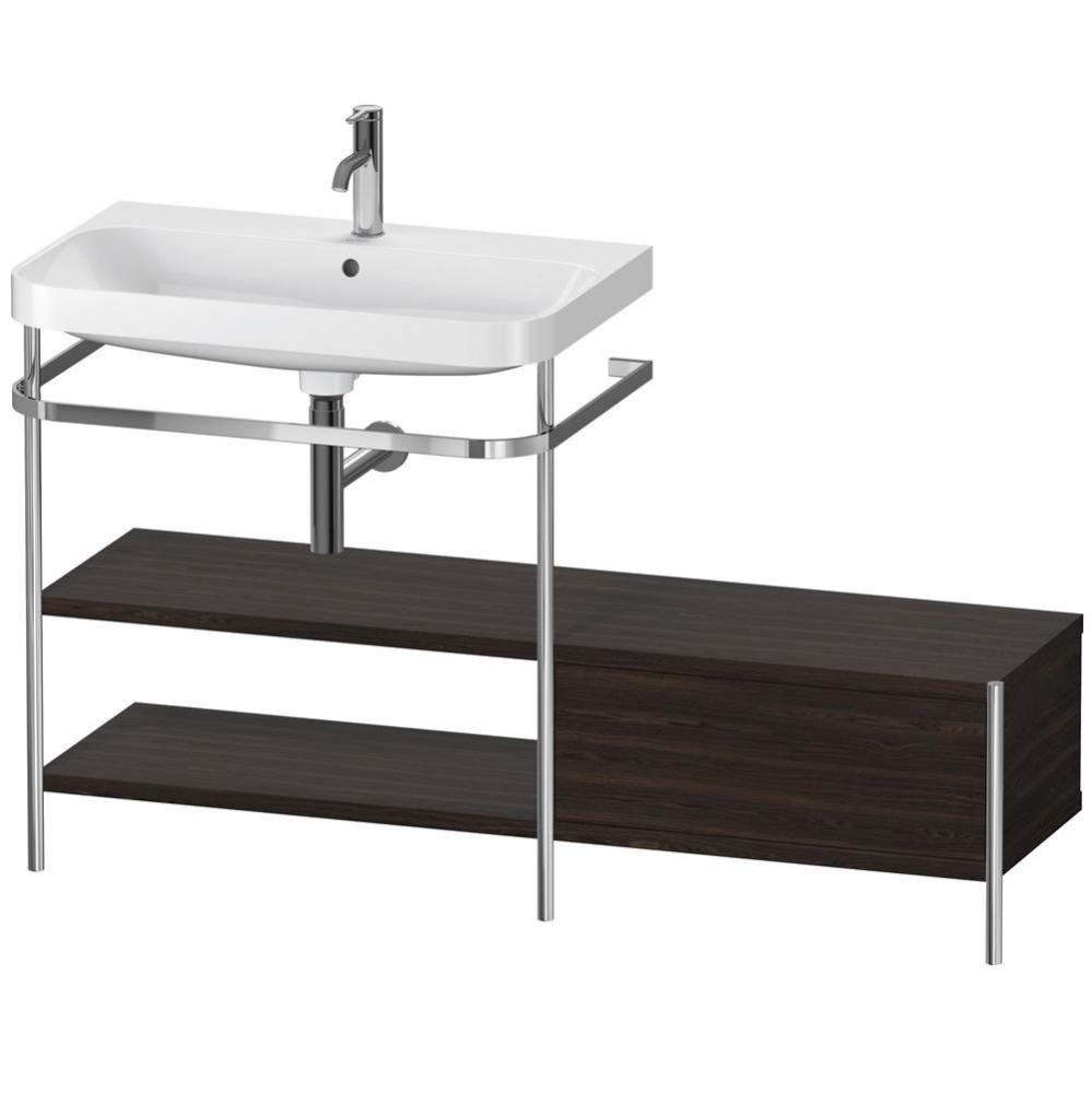 Happy D.2 Plus C-Shaped Vanity Kit with Sink and Metal Console Walnut Brushed