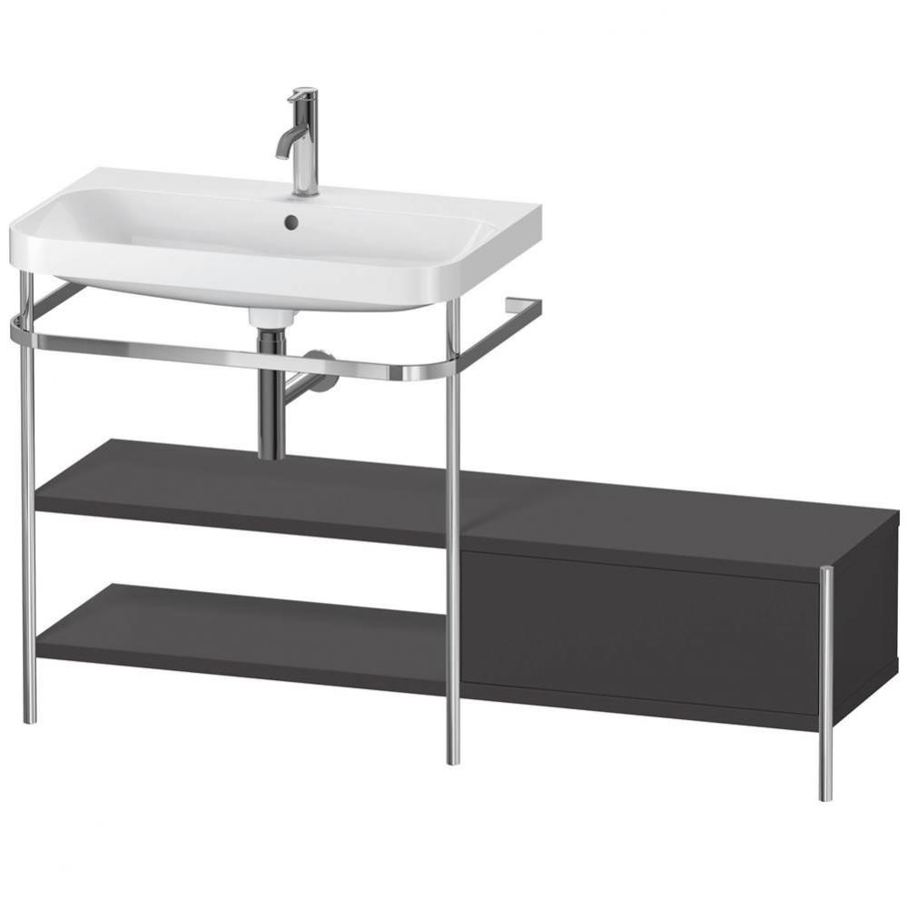 Happy D.2 Plus C-Shaped Vanity Kit with Sink and Metal Console Graphite