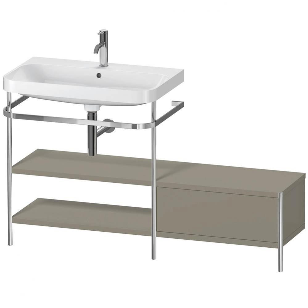 Happy D.2 Plus C-Shaped Vanity Kit with Sink and Metal Console Stone Gray