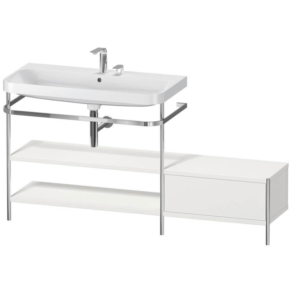 Happy D.2 Plus C-Shaped Vanity Kit with Sink and Metal Console Nordic White