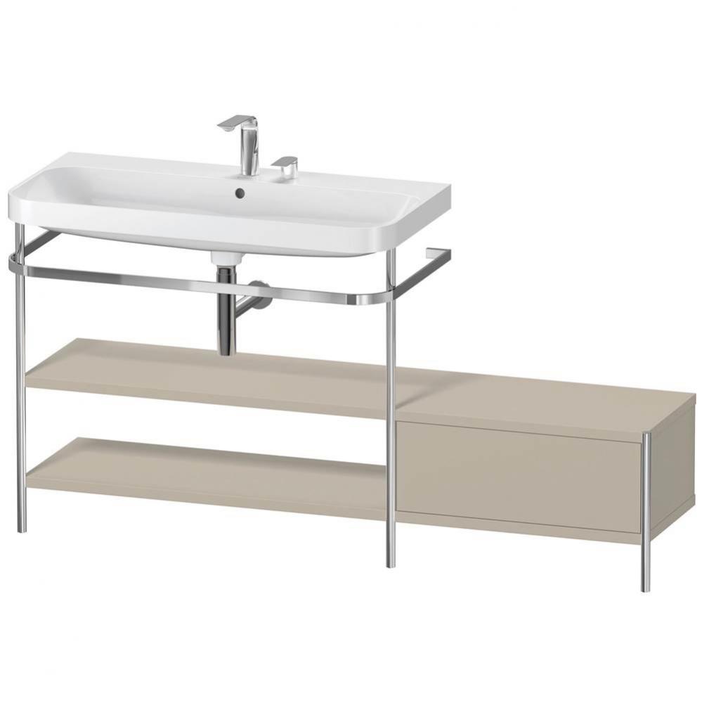 Happy D.2 Plus C-Shaped Vanity Kit with Sink and Metal Console Taupe