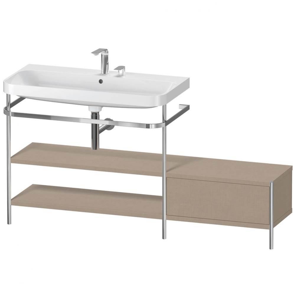 Happy D.2 Plus C-Shaped Vanity Kit with Sink and Metal Console Linen