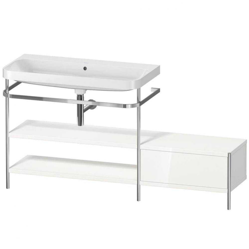 Happy D.2 Plus C-Shaped Vanity Kit with Sink and Metal Console White