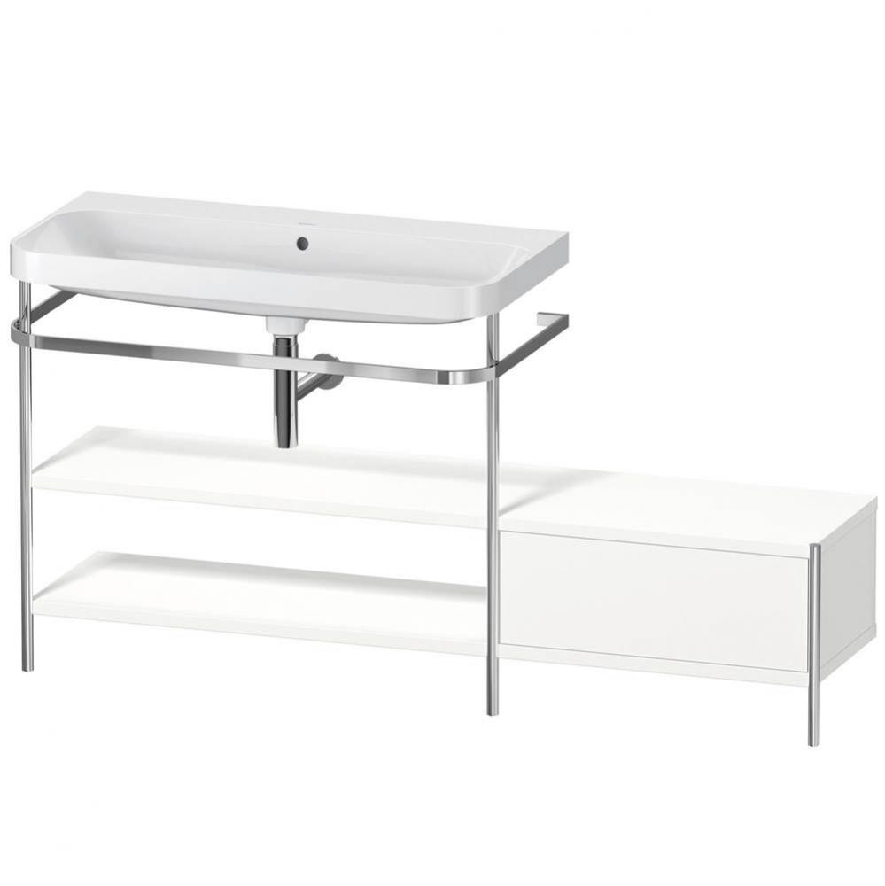 Happy D.2 Plus C-Shaped Vanity Kit with Sink and Metal Console White