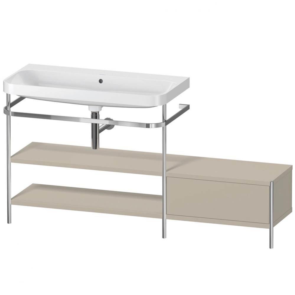 Happy D.2 Plus C-Shaped Vanity Kit with Sink and Metal Console Taupe