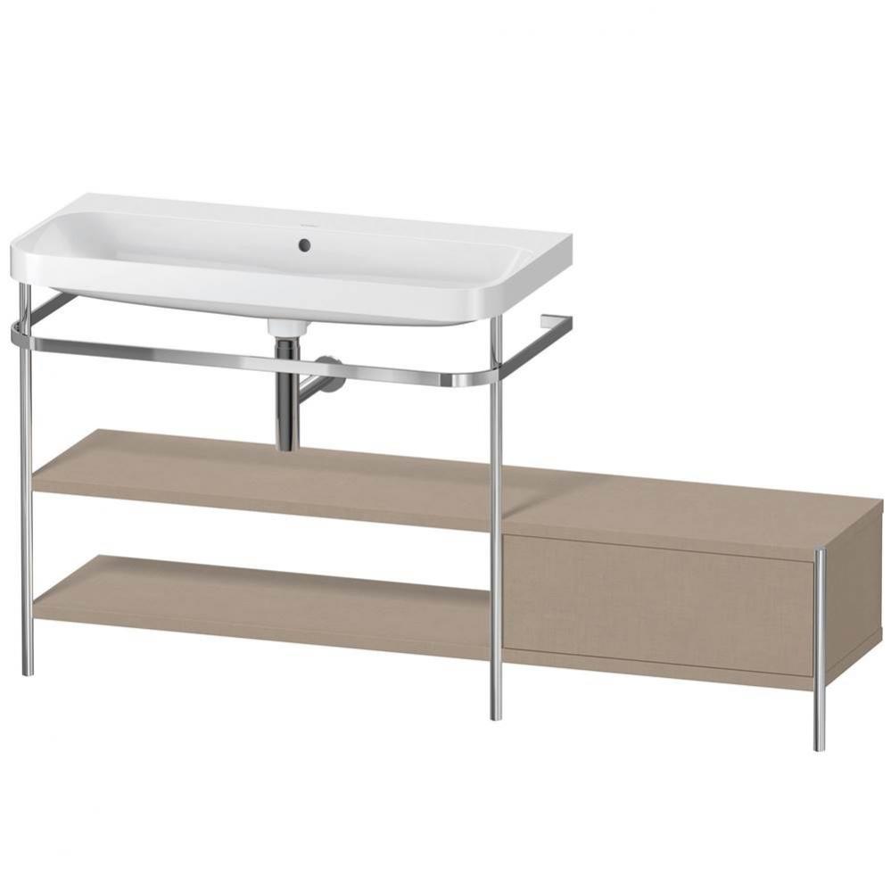 Happy D.2 Plus C-Shaped Vanity Kit with Sink and Metal Console Linen