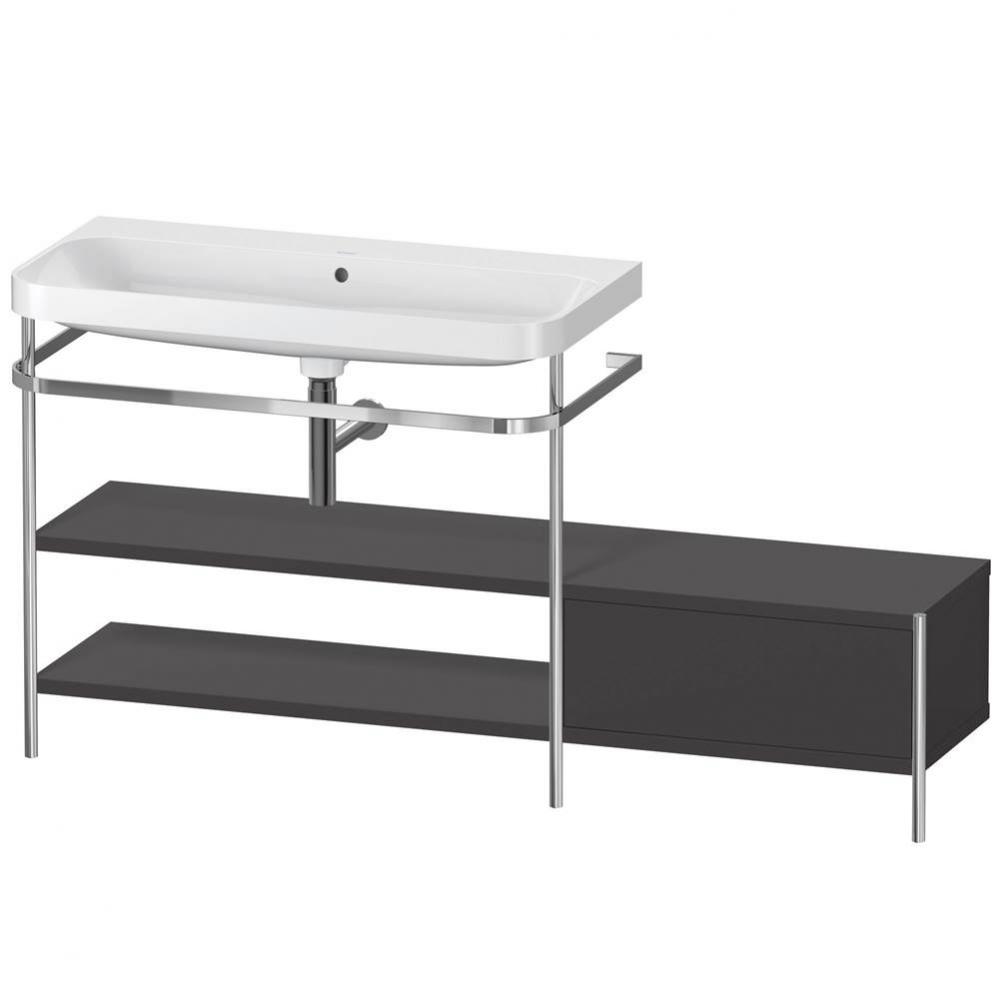 Happy D.2 Plus C-Shaped Vanity Kit with Sink and Metal Console Graphite