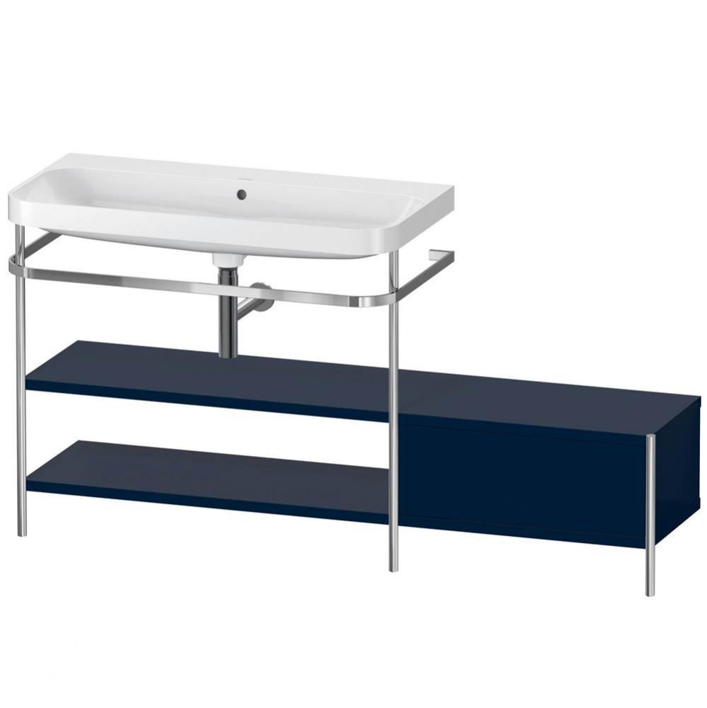 Happy D.2 Plus C-Shaped Vanity Kit with Sink and Metal Console Midnight Blue