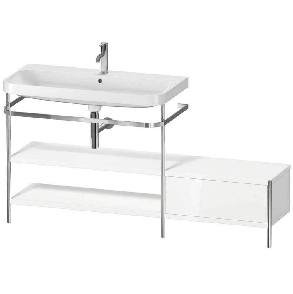 Happy D.2 Plus C-Shaped Vanity Kit with Sink and Metal Console White