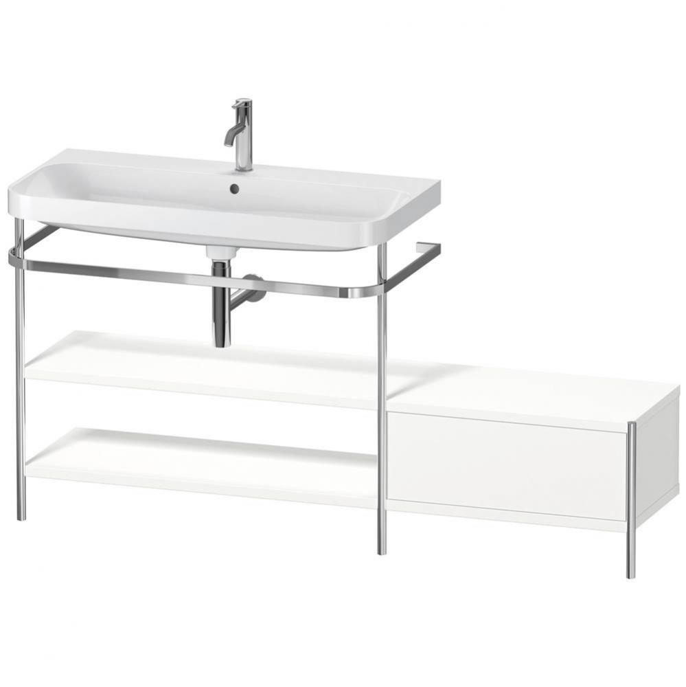 Happy D.2 Plus C-Shaped Vanity Kit with Sink and Metal Console White