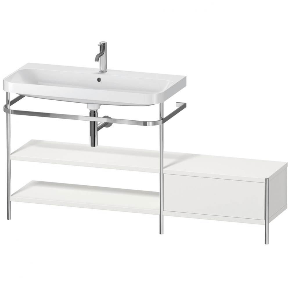 Happy D.2 Plus C-Shaped Vanity Kit with Sink and Metal Console Nordic White