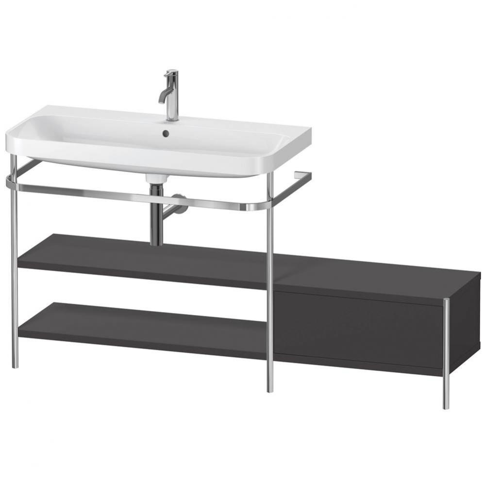 Happy D.2 Plus C-Shaped Vanity Kit with Sink and Metal Console Graphite