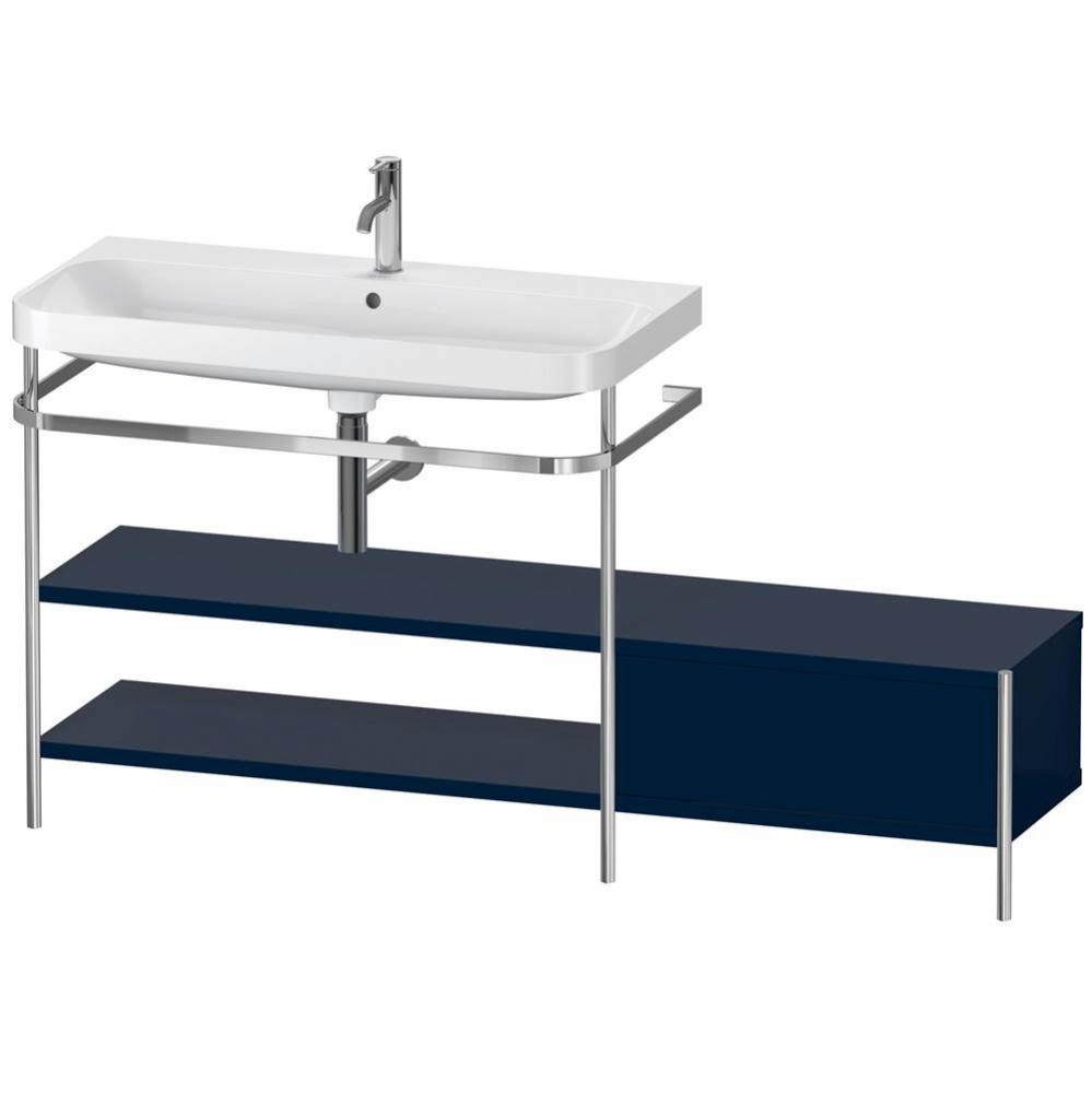 Happy D.2 Plus C-Shaped Vanity Kit with Sink and Metal Console Midnight Blue