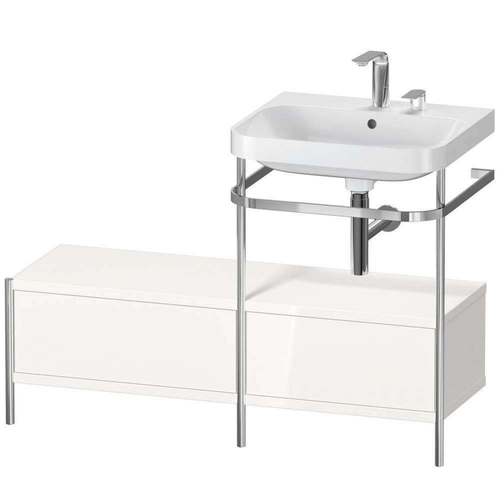 Happy D.2 Plus C-Shaped Vanity Kit with Sink and Metal Console White