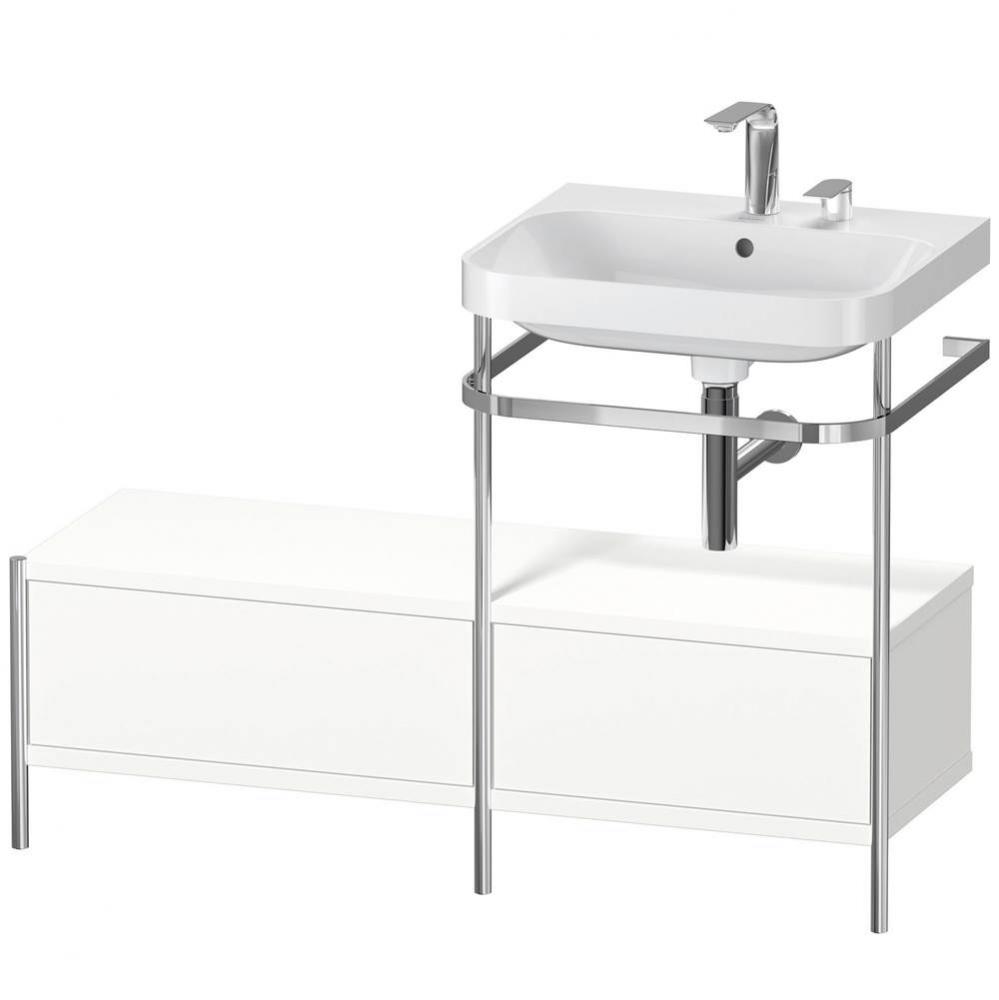 Happy D.2 Plus C-Shaped Vanity Kit with Sink and Metal Console White